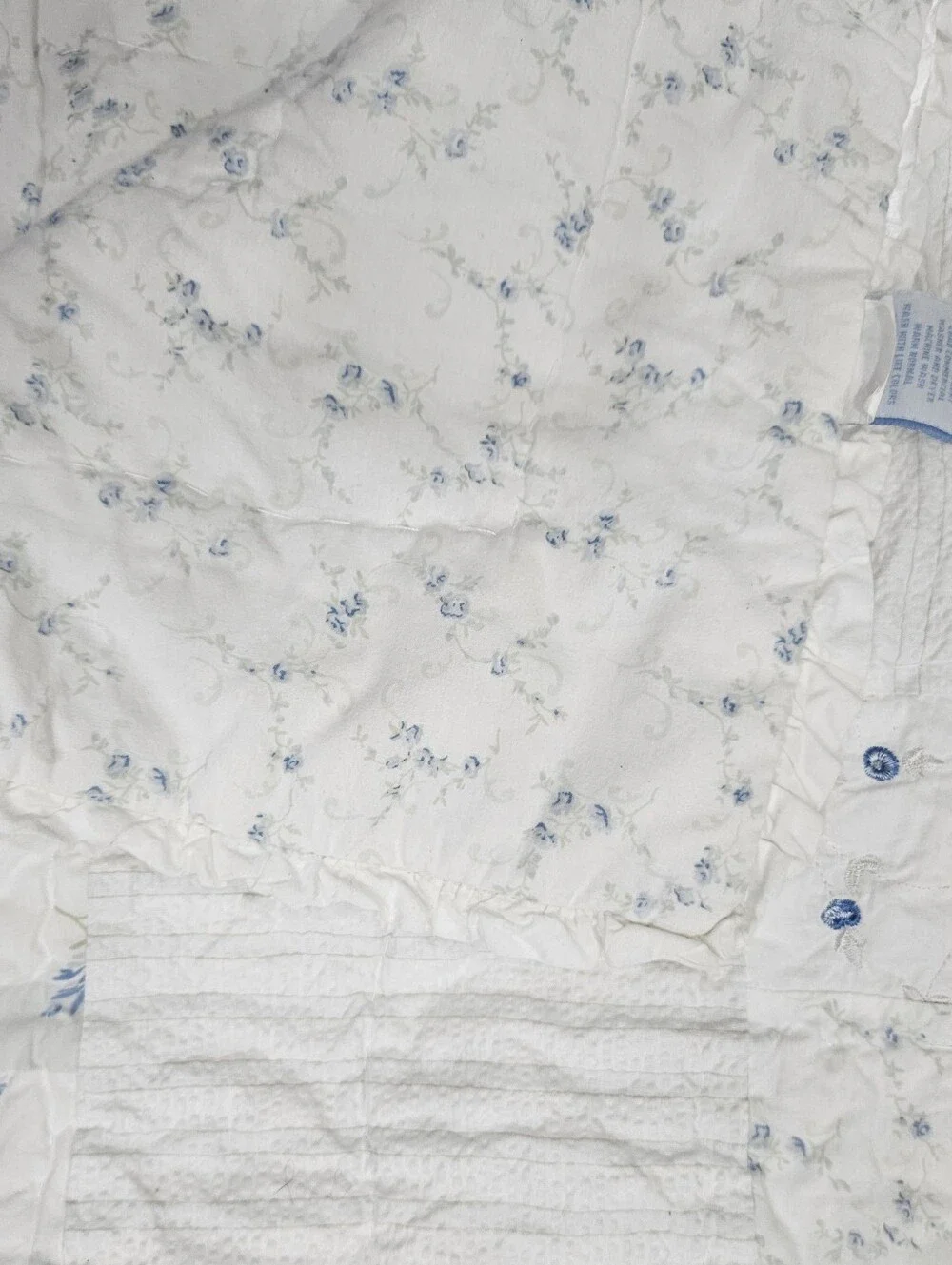 Simply Shabby Chic British Rose Rachel Ashwell KING Reversible Quilt Blue Floral
